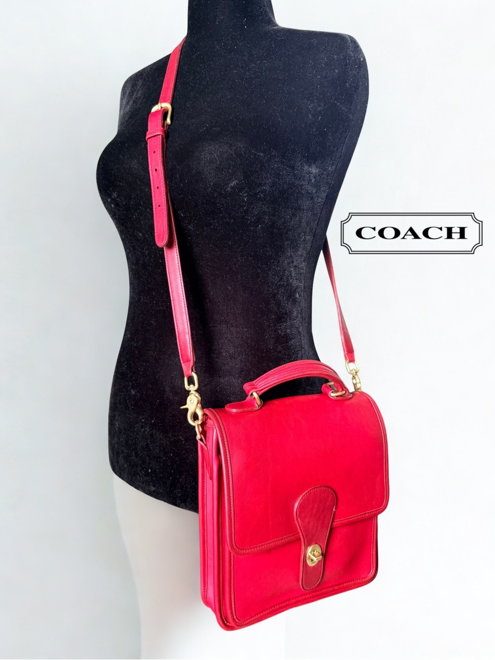 Vintage Coach Red Station Bag #5130 | Authenticated Crossbody Satchel